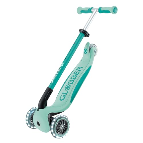 GLOBBER GO-UP Deluxe Lights 360 - 3 in 1 Aufsitzrad, Laufrad, Scooter, 120/80mm, 3-r&auml;drig, verstellbar, LED-Rollen, Mint