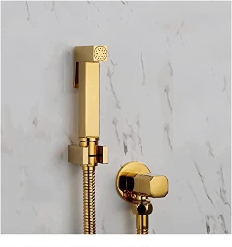 Robinet bidet carré en laiton doré kit pomme de douche eau froide