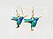 Blue Hummingbird Earrings Hand Painted with Gold Filled Ear Wires - Quality Handmade Gift