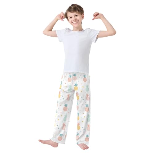 Cute Pineapples Colors Boys Pants Girl Sleep Pants Long Trousers Elastic Waist Lounge Bottoms S3