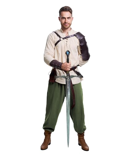 Image of 8 Pcs Men's Renaissance Costume Halloween Medieval Pirate Shirt Pant Viking Costume Accessories Set