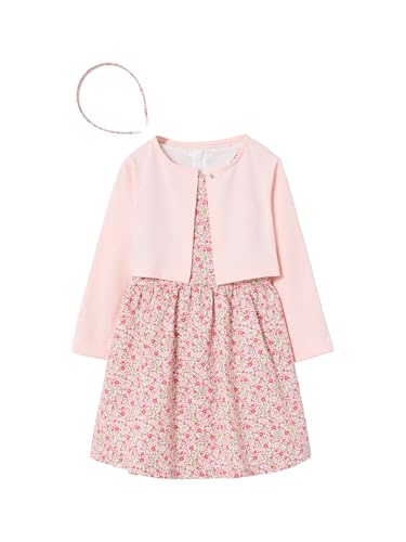 Ensemble 3 pièces robe fille avec cardigan en coton thermorégulateur