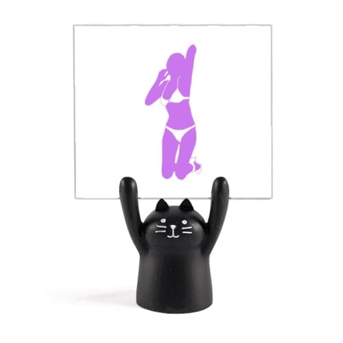 Support de mémo violet porte note chat noir Art déco cadeau bureau femme