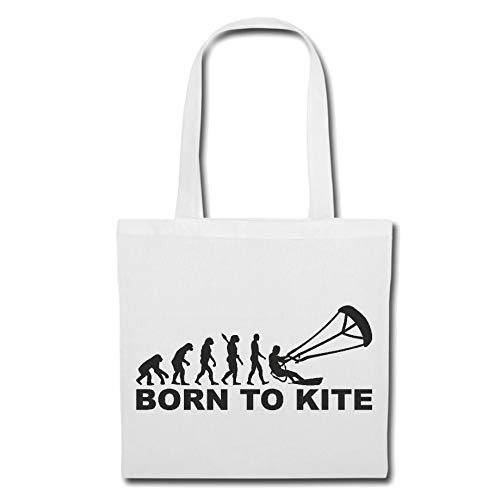 Reifen Markt Bolso bandolera de kitesurf – kitesurfing – longboard – kitesurfer – bolsa de la compra – bolsa de deporte en color blanco, Blanco, 38x42cm