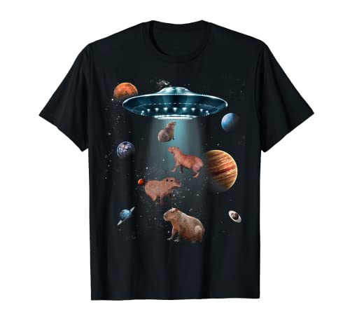 Galaxy Giant Cavy Rodent Space UFO Alien Rodents Capybara Camiseta