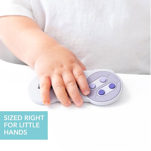 Image of Bumkins Baby Teething Freezer Toy Keys Rings, Soft Flexible Silicone Pacifier, Safe to Chew, Cool Teether Gum Relief, Essentials for Babies 3 Months, Freezable, Textured, Nintendo SNES Controller