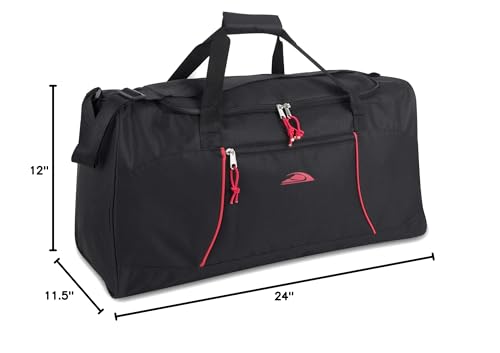 55 Liter, 24 Inch Lightweight Canvas Duffle Bags for Men & Women For Traveling, the Gym, and as Sports Equipment Bag/Organizer (Black 1)