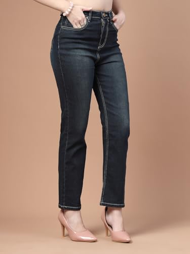 Image of Style Quotient Women Tinted Blue HIGH Rise Straight FIT Jeans