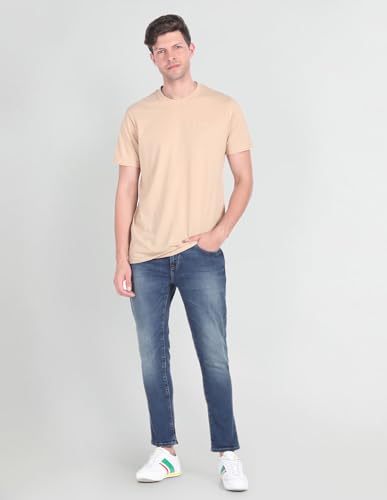 Image of U.S. POLO ASSN. Men Mid Rise Henry Cropped Fit Regular Fit Jeans