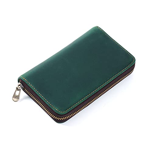 Aiguoniu Leather Zippered Pen Pouch Genuine Leather Pencil Holders Handmade Pencil Case Crazy Horse Leather Protective Sleeve Office Products #TOP1