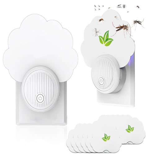 Dhqkqg Fly Trap Indoor, 2 Pack Fly Catcher Indoor with 12 Refills, Fruit Flying Traps, Light Flying Insect Trap, Safer Plug in Bug Light Killer for Mosquito, Flies, Fruit Flies, Moths, Gnats