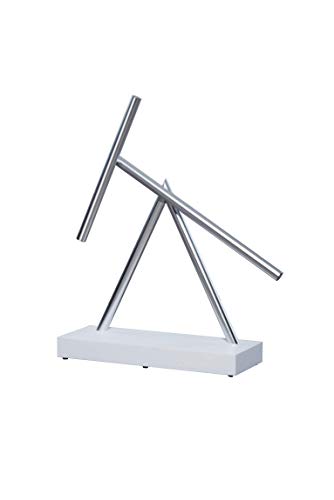 The Swinging Sticks Basic – Sculpture cinétique en Blanc & Aluminium | Illusion de Mouvement perpétuel | Élément Design à Double Pendule en Aluminium |...