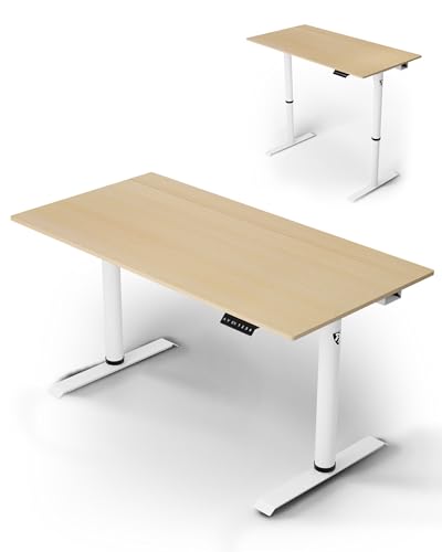 Image of Arozzi Arena Nordico Gamer Desk - 55x27.6 inch Electric Standing Table - PC Gaming Desk with Storage for Cables - Dual Cable Baskets, Split Tabletop, Monitor Arm Friendly - Light Birch