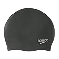 Speedo Unisex Plain Moulded Silicone Swimming Cap | Tried and Trusted, Black, One Size