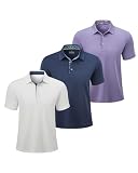 VILIGO 3 Pack Mens Polo Shirts Short Sleeve Dry Fit Golf Business Casual L