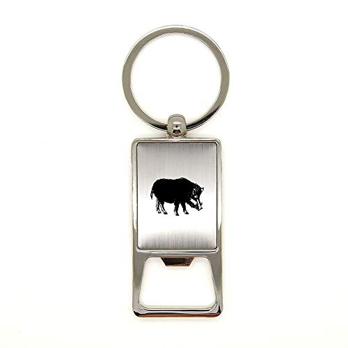 Mygoodprice Porte clé en métal alu brossé Sanglier 4 décapsuleur Gravure Laser Cover
