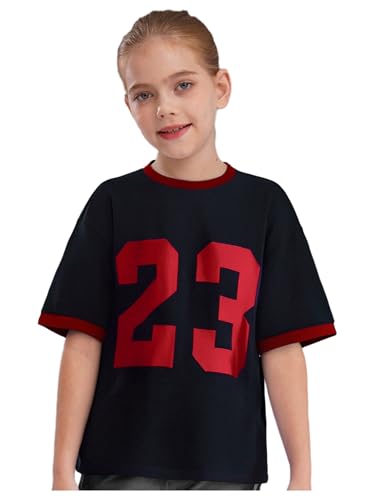 TiaoBug Kids Girls Quickdry Athletic Tshirt Short Sleeve Number Printed Sports Workout Running Shirts