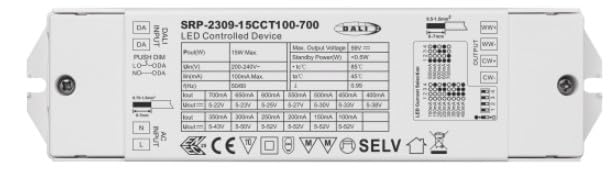 SR-SRP-2309-15CCT100-700 DRIVER TUNABLE,15W DALI DT6 NFC ENABLED LED DRIVER(CONSTANT CURRENT)