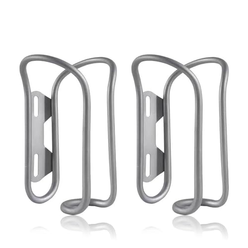 Titanium Bike Water Bottle Cages, 2-Pack, Lightweight and Durable Alloy Holder for MTB and Road Bicycles - Silver