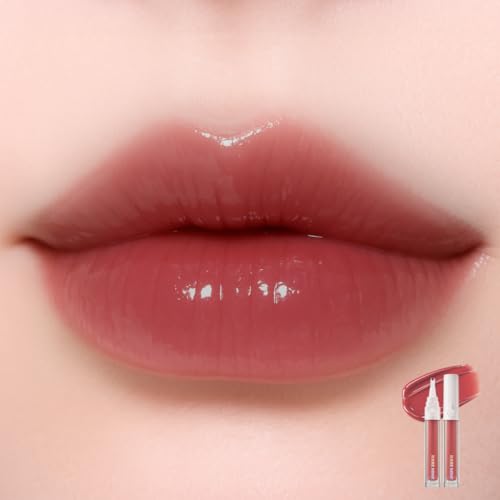 Image of Glassy Glow Lip Stain Tint - Long Lasting Lip Velvet | Clicker Pen Type | Pure Silicone Tip | Airless Fresh-Lock | Smudge-Proof | High-Shine Finish | 5ml | Made in Korea (03 Bloom)