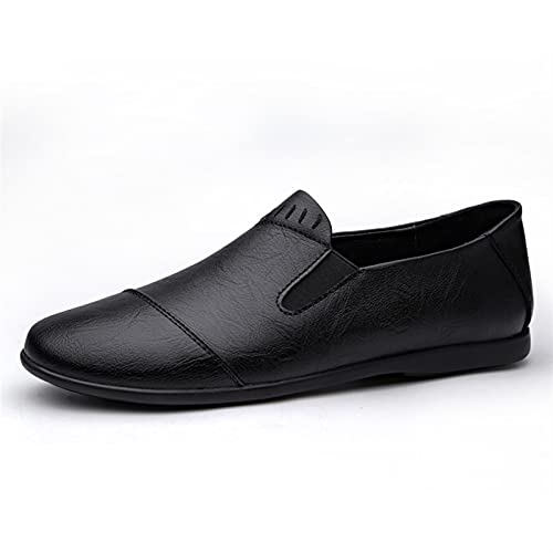 Men's Loafers Shoes Round Toe Lightweight Venetian Loafers Vegan Leather Resistant Flexible Lightweight Wedding Slip On(Black,10 M US)2