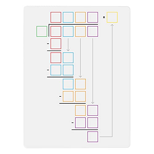 Tabla de borrado en seco Guía de división larga de matemáticas tempranas para escuela de grado o escuela en casa pizarra blanca de 23,3 x 30,5 cm Cover