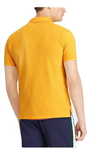 Image of Polo Ralph Lauren Mens Custom Slim Fit Mesh Polo Shirt, Gold / Navy Pony, Medium