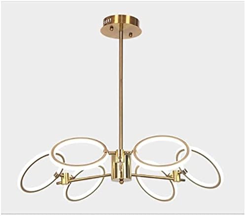 UZOURI Verstelbare Woonkamer Lamp Kroonluchter Eenvoudige Moderne Cirkel Nordic Led Creatief Licht Luxe Restaurant Ring Goud Ins Net Rood Licht(Size:6)
