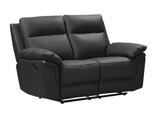 Vente-unique - Canapé 2 Places Relax en Cuir de Buffle PAKITA - Noir