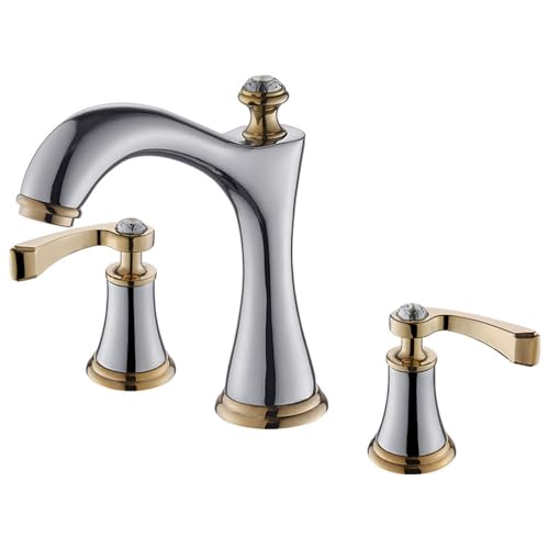 Mitigeur de salle de bain 3 trous en laiton chrome avec double poignée eau chaude et froide
