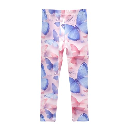 Boccsty Pattern Pink Blue Butterflies Girls Leggings Kids Yoga Pants Dance Active Tights 4T2