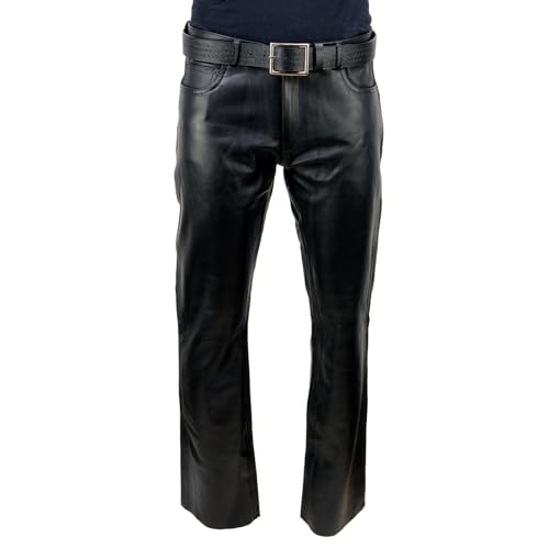 Milwaukee Leather | Calça masculina de couro de ajuste clássico com 5 bolsos - Calça de motociclista