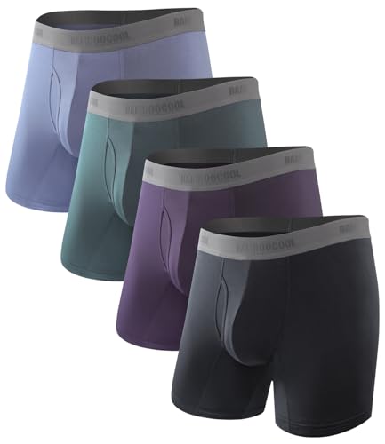 Image of BAMBOO COOL Men's Ultra Breathable Underwear,No Riding Up Boxer Briefs with ComfortFlexible Waistband,Multipack