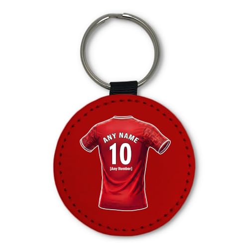 UNIGIFT Personalised Gift - West Bridgford 79 80 Football Fan Red Round Keyring (Red Jersey Design) Custom Name Keychain - Nottingham NG2 Club