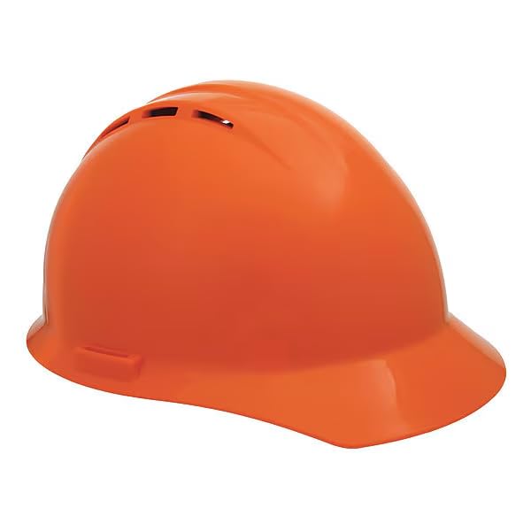 Hard Hat, Polyethylene, 4 Point Ratchet, Type 1, Class C, Hi-Vis Orange, Mfr: 19455-A