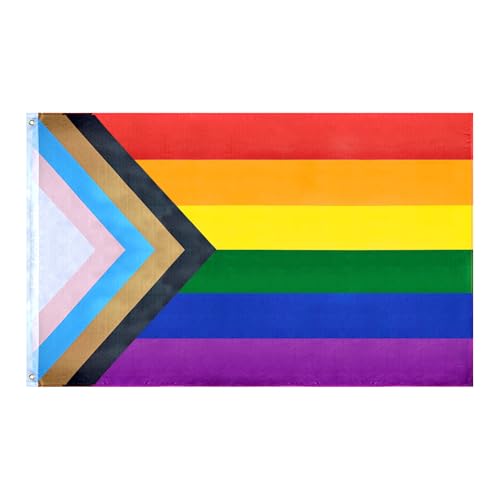 Progress Pride Rainbow Flag 3x5 Feet - LGBTQ+ Community Support Gay Pride Banner