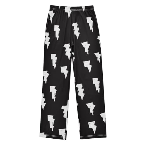 Boys' Pants Doodle White Lightning Bolt Long Bottoms Jogger Pants Elastic Waist Trousers with Pockets S-XL