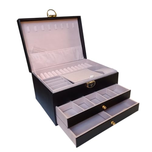 Porta-Joias Premium com 2 Camadas, 88 Espa&ccedil;os para Brincos, 15 Ganchos para Colares, 36 An&eacute;is,...