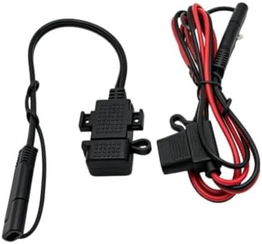 SAE to USB Charger Adapter for Motorcycle, 5V 2.1A Waterproof USB Power Cable for 12V-24V Vehicles, PVC Charging Port with Handlebar Mount and Dust Cover, 1 Pair