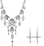 Plateado Collar Calaveras Vintage Pendientes Calavera, Collar Esqueleto Aretes Calavera, Colgante Calavera Pirata para Mujeres y Niñas, Colgante Esqueleto Pendientes para Carnaval, Halloween, Cosplay