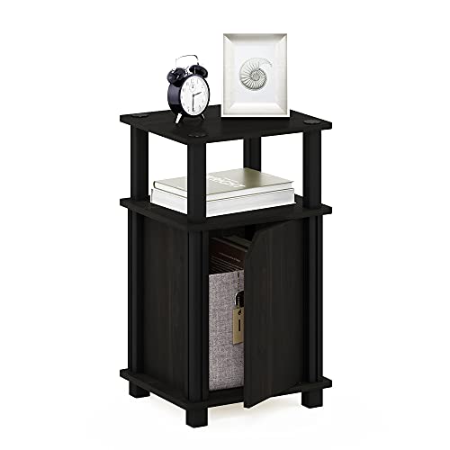 Image of Furinno Brahms 3-Tier End Side Sofa Table /Nighstand with Door, 1-Pack, Espresso /Black