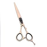 Moontay 5.5' Hair Cutting Shear, Professional Barber Hairstylist Hairdressing Shear/Scissor Salon Razor Edge Shear with Engraved Adjustable Tension System, Japanese 440C SteelHair Scissors (Gold)