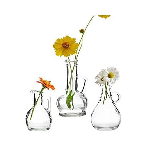 Bud Vases in Bulk with Handle, Mini Vases Handle Wine Bottle Shape, Small Vases for Flowers Small Vase Small Mouth Vases for Centerpieces Northern Europe for Decor, Home Table, Dinning, Wedding Cover