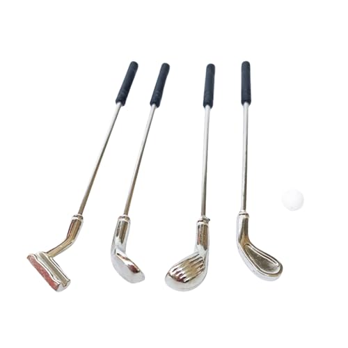 Montesy Packung mit 5 Miniatur-Golfschlägern und Bällen für 1/12 Puppenhäuser, Outdoor-Spielen, realistische und lustige Display-Dekorationen Montesy Packung mit 5 Miniatur-Golfschlägern und Bällen für 1/12 Puppenhäuser, Outdoor-Spielen, realistische und lustige Display-Dekorationen