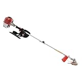 Motorsense Benzin 26cc, Freischneider Benzin mit 0.65kW für Dickicht & Gras, Rasentrimmer inkl. 2 Schneidköpfen, Teleskopstange & Tragegurt für Garten, Feld und Landschaftspflege