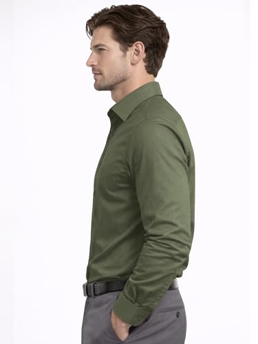 Image of FILO HEVIS Men's Shirt Regular Fit Solid Self-Cord Cotton Blended, Soft Fabric Stylish Formal Wear Man Shirt, Spread Collar Full Sleeves,(Available in Plus Size)