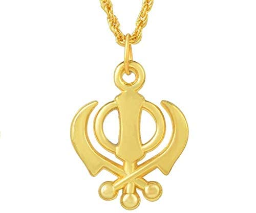 � Gold Plated High Polished Sikh Religious Symbol Shield Sardar Sikhism/Khalsa Punjabi Khanda Chain Pendant Locket Necklace Spiritual Jewellery for Men/Women-image-38