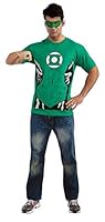 Rubie's DC Comics Mens' Green Lantern T-Shirt with Eye Mask and Ring, Green, Medium