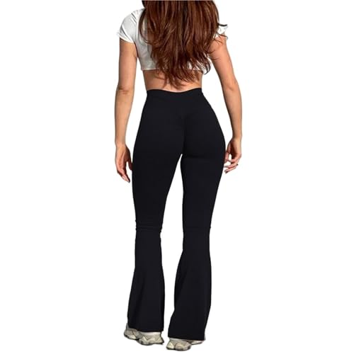 ZUGLQYSX Leggings Deportivos para Mujer Leggings de Yoga de Entrenamiento de Cintura Alta Fitness Butt Lifting Scrunch Butt Sports Gym Pantalones Mujeres para Entrenamiento, Gimnasio, Yoga(Black,S)