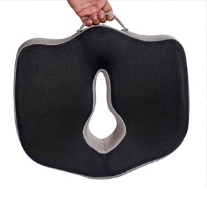 METRON Memory Foam Soft Donut Seat Cushion for Lower Back Tailbone Sciatica Coccyx Hemorrhoid Piles Pain Pressure Relief for Office Desk Chair Car Plane Wheelchair Color-Black &Grey, pack of 1 - Image 5 thumbnail